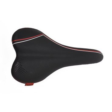 Фото Седло велосипедное Vinca Sport, спорт, 258х172 мм, черное с красным, VS 04 calipco black/red