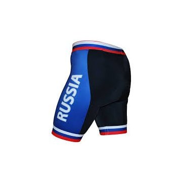 Велошорты FunkierBike S-RUSSIA-C16 PRO с лого РОССИЯ с памперсом C16 черно-синие L, 16-0041