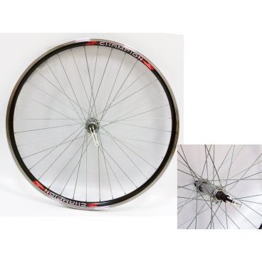 Фото Колесо велосипедное VELOOLIMP 26", переднее, алюминиевый двойной обод, стальная втулка, эксцентрик, черное