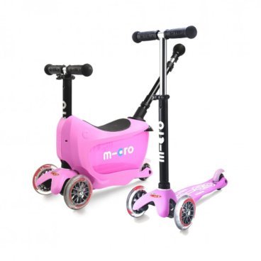 Фото Самокат Micro, Mini 2go Deluxe Plus, трехколесный, розовый, городской, от 1,5 года, до 35 кг без сиденья,  MMD033