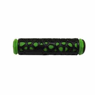 Фото Ручки на руль H106 резиновые "паутина"130мм, черно-зеленые, 00-170488