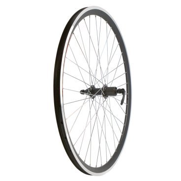 Фото Колесо велосипедное 28" заднее, обод двойной алюминиевый, под кассету 8-9 скоростей, с эксцентриком, цвет черная