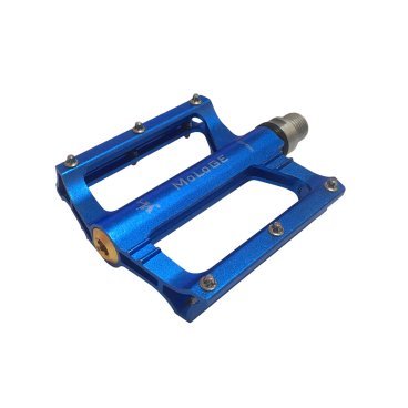 Фото Педали алюминиевые CNC, 91х87х18мм, ось CrMo, 1 подшипник + 1 втулка скольжения, сменные шипы, mlg-AX09 blue