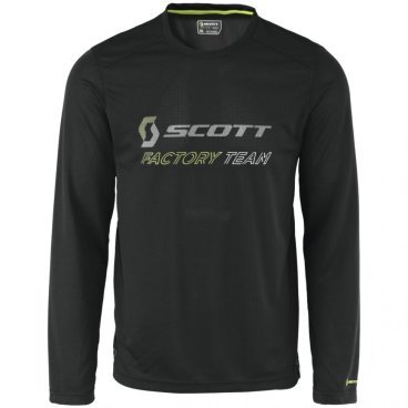Велофутболка Scott Factory Team, длинный рукав, black/lime green(черный/зеленый лайм), 2016, 234683