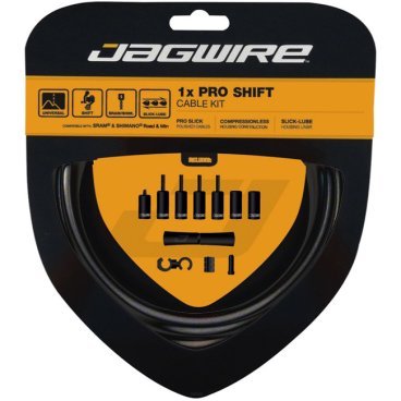 Фото Набор рубашек и тросиков переключения Jagwire Pro Shift Kit 1X Stealth (матовый) Black, PCK559