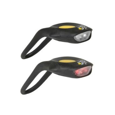 Фото Комплект фонарей M-Wave, 2 функции, 1 светодиод, черный с желтой кнопкой, дизайн Tour de France, 220598