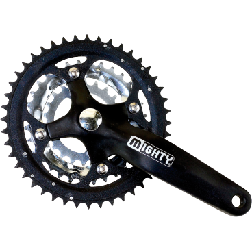 Фото Система шатунов велосипедная MIGHTY для 24-27 скоростей, 44/32/22T, шатуны 175мм, алюминий, черная, 350303