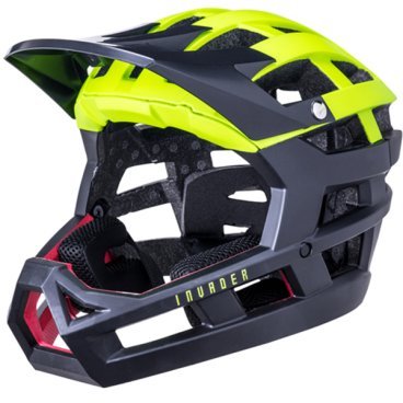 Шлем велосипедный KALI Invader ENDURO/MTB FF, LDL,NF,CF, 35 отверстий, Mat Fluo Ylw/Blk, 02-21820147