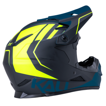 Шлем велосипедный  KALI Zoka, Full Face, DH/BMX, ABS, 6 отверстий, Mat Blk/Fluo Ylw/Teal, 02-10620138