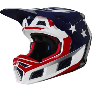Велошлем Fox V3 Prey Helmet, White/Red/Blue, 2020, 23661-574