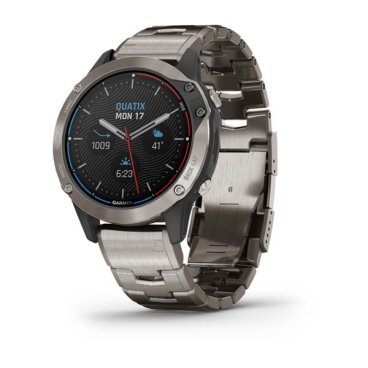 Смарт-часы Garmin Quatix 6, titanium band, silicone ban, cirrus blue, 010-02158-95