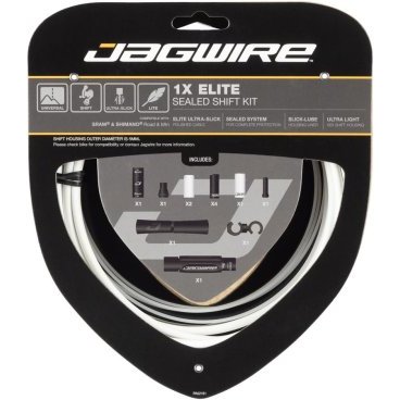 Велосипедный набор рубашек и тросиков переключения JAGWIRE Elite Sealed Shift Kit 2X, белый, SCK001