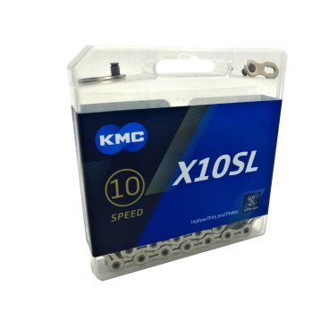Велосипедная цепь КМС X10SL, 10 скоростей, 1/2"x11/128"Х116, Суперпрочные полые пины, точное переключение, X10SL