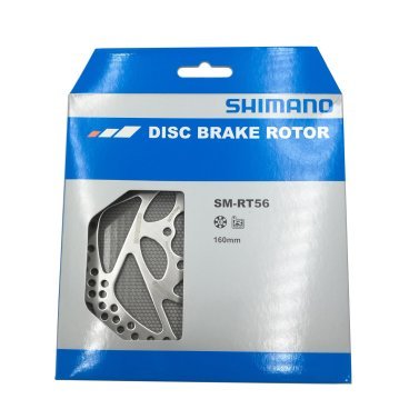 Ротор велосипедный Shimano RT56, 160мм, 6 болтов, только для пластиковых  колодок, серебристый, ESMRT56SC