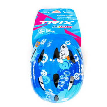 Шлем велосипедный TRIX, детский, кросс-кантри, 9 отверстий, синий, "dog"