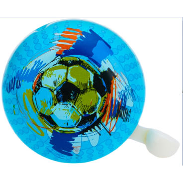 Фото Звонок велосипедный Vinca sport "футбол", детский, алюминий/пластик, голубой, YL 43 football