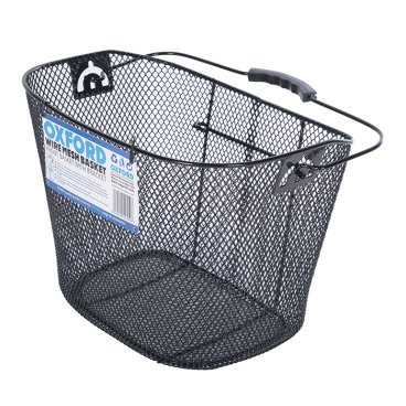 Фото Корзина велосипедная OXFORD Black Mesh Basket With Hanger, передняя. металлическая сетка, чёрный, OF559
