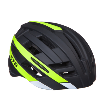 Шлем велосипедный STG HB3-8-C, черный/зеленый, с встроенным фонарем (inmold), Х103257