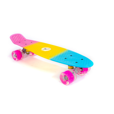Фото Скейтборд мини TRIX, 22" (56 см), пластик, голубой/желтый/розовый, SKTX002PNBYP
