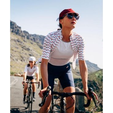 Велоджерси Café Du Cycliste Francine, женская, короткий рукав, белый с сине-красной полосой, 3700955342619