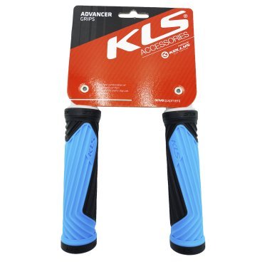 Фото Грипсы велосипедные KELLYS KLS ADVANCER 2D 133мм, кратон/гель, с заглушками, Grips KLS ADVANCER 2D, blue 133 mm
