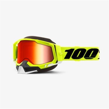 Веломаска 100% Racecraft 2 Snowmobile Goggle Fluo Yellow /Mirror Red Lens, 50122-651-04