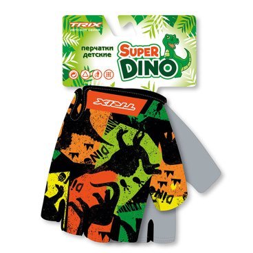 Фото Велоперчатки TRIX Super Dino детские, короткие пальцы, GL-TX-DINO-7XS-0