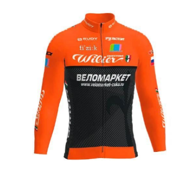 Велофутболка Biemme, Team Velomarket, длинный рукав, оранжевый, 2022, AB14B0192M