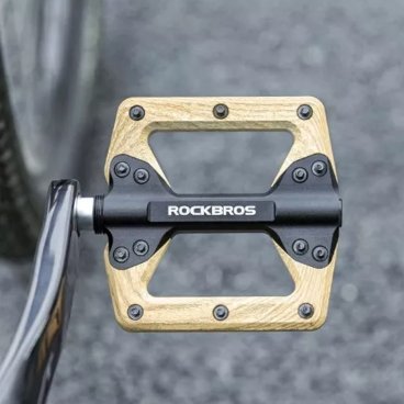 Педали велосипдные ROCKBROS, алюминиевые, коричневые, RB_37212022001