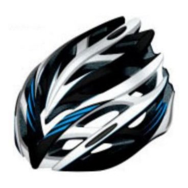 Фото Велошлем защитный STELS FSD-HL008 (in-mold), размер L (54-61 см), сине-чёрно-белый, 600313